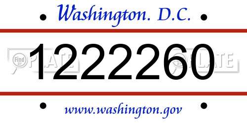 1222260 District Of Columbia License Plate