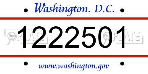 1222501 District Of Columbia License Plate