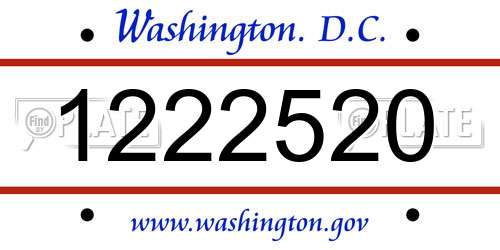1222520 District Of Columbia License Plate