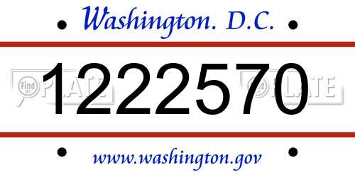 1222570 District Of Columbia License Plate