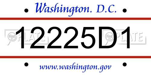 12225D1 District Of Columbia License Plate