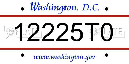 12225T0 District Of Columbia License Plate