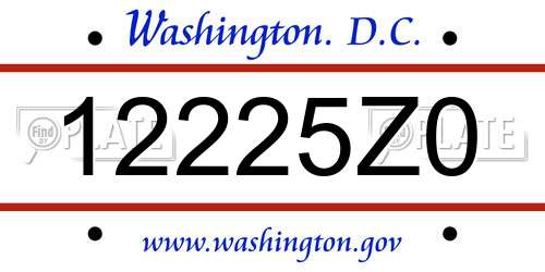 12225Z0 District Of Columbia License Plate