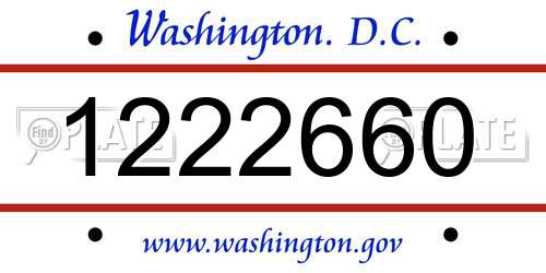 1222660 District Of Columbia License Plate