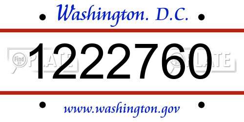 1222760 District Of Columbia License Plate