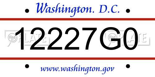 12227G0 District Of Columbia License Plate