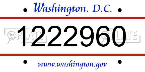1222960 District Of Columbia License Plate