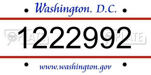 1222992 District Of Columbia License Plate