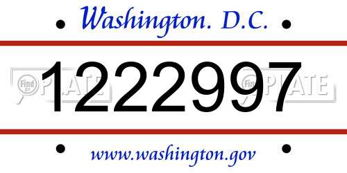 1222997 District Of Columbia License Plate