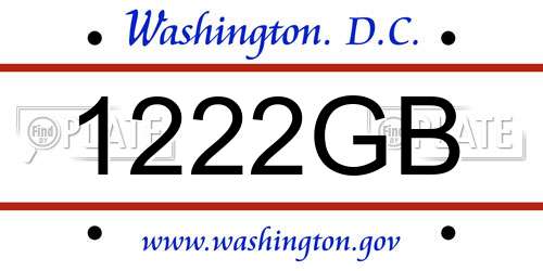 1222GB District Of Columbia License Plate