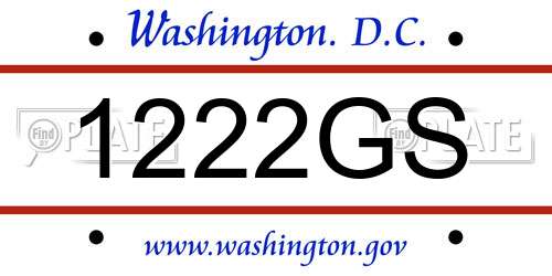 1222GS District Of Columbia License Plate