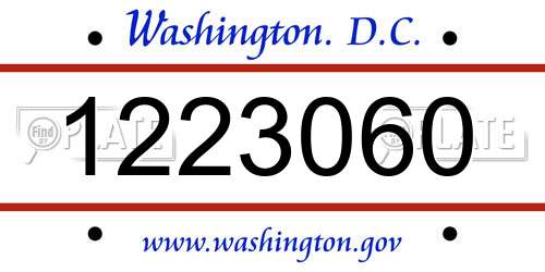 1223060 District Of Columbia License Plate
