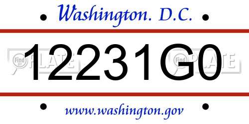 12231G0 District Of Columbia License Plate