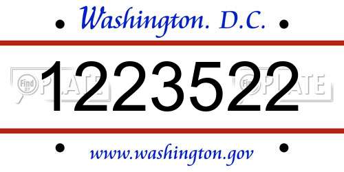 1223522 District Of Columbia License Plate