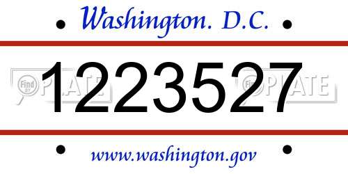 1223527 District Of Columbia License Plate