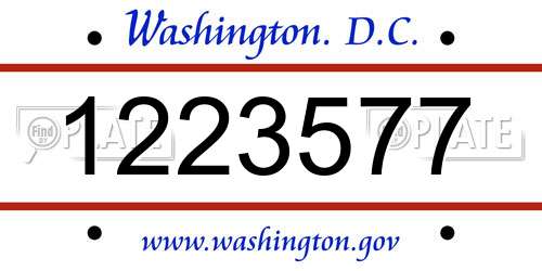 1223577 District Of Columbia License Plate