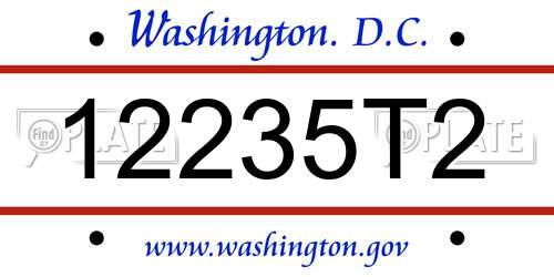 12235T2 District Of Columbia License Plate