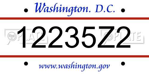 12235Z2 District Of Columbia License Plate