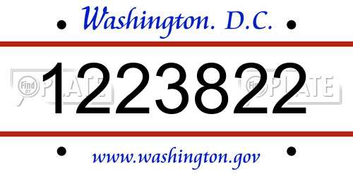 1223822 District Of Columbia License Plate