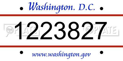 1223827 District Of Columbia License Plate