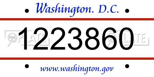1223860 District Of Columbia License Plate