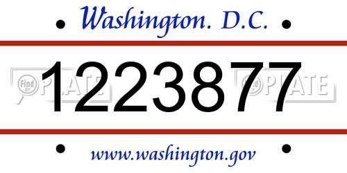1223877 District Of Columbia License Plate