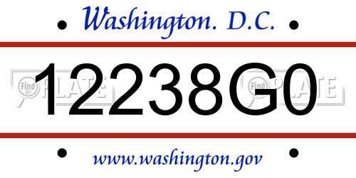 12238G0 District Of Columbia License Plate