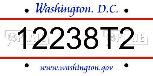 12238T2 District Of Columbia License Plate