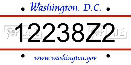 12238Z2 District Of Columbia License Plate