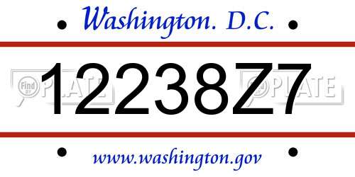 12238Z7 District Of Columbia License Plate