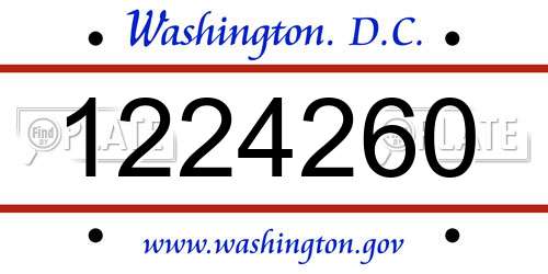 1224260 District Of Columbia License Plate