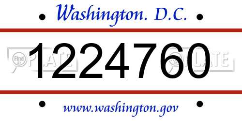 1224760 District Of Columbia License Plate
