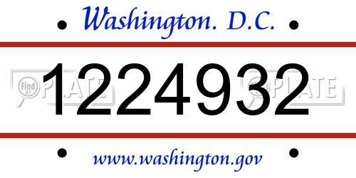 1224932 District Of Columbia License Plate