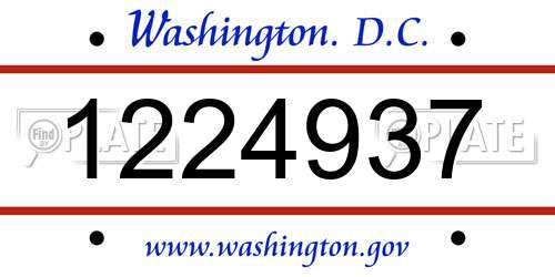 1224937 District Of Columbia License Plate