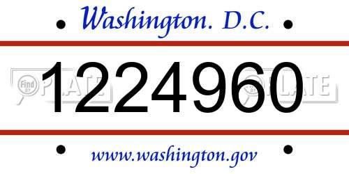 1224960 District Of Columbia License Plate