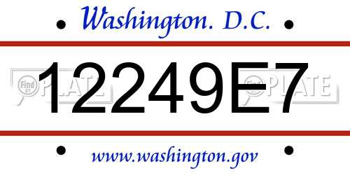12249E7 District Of Columbia License Plate