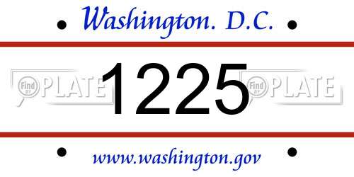 1225 District Of Columbia License Plate