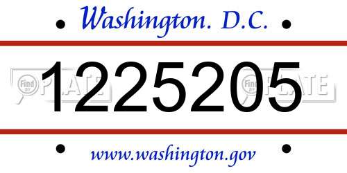 1225205 District Of Columbia License Plate