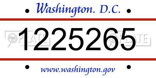 1225265 District Of Columbia License Plate