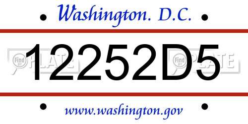 12252D5 District Of Columbia License Plate