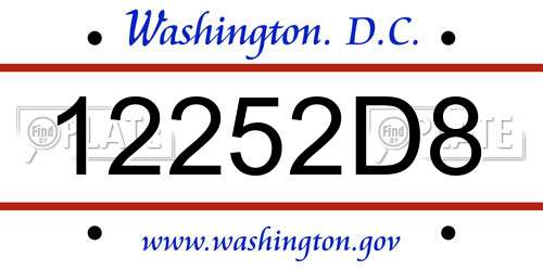 12252D8 District Of Columbia License Plate