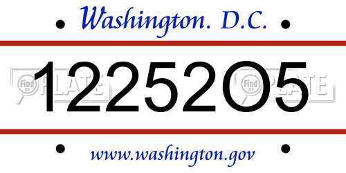 12252O5 District Of Columbia License Plate