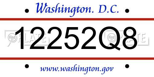 12252Q8 District Of Columbia License Plate