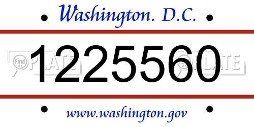 1225560 District Of Columbia License Plate