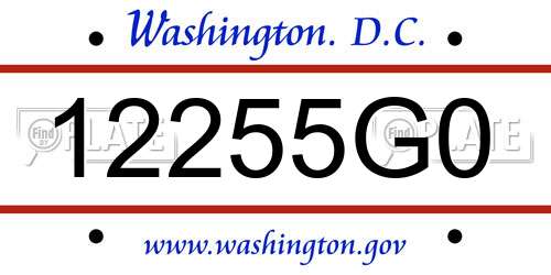 12255G0 District Of Columbia License Plate
