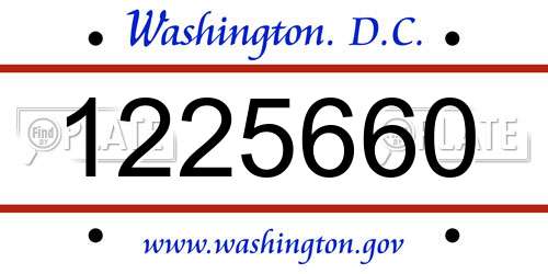 1225660 District Of Columbia License Plate