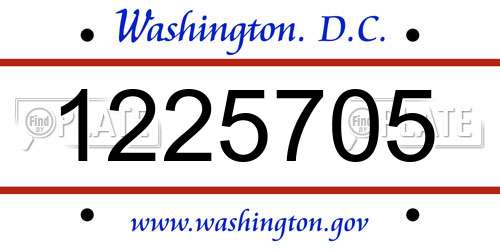 1225705 District Of Columbia License Plate