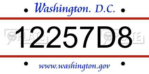 12257D8 District Of Columbia License Plate