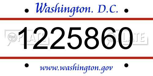 1225860 District Of Columbia License Plate