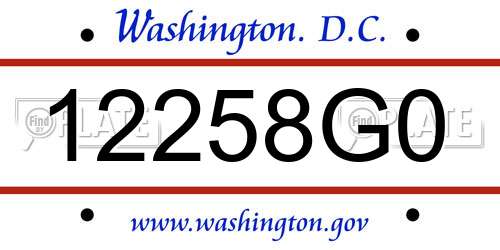 12258G0 District Of Columbia License Plate